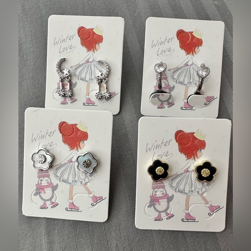 Bundle of sterling silver cute earrings NEW